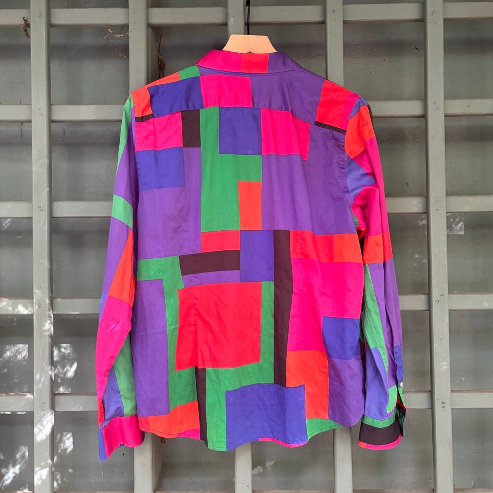 Vintage Lauren Ralph Lauren Colorblock Geometric Button Down Shirt XL - Picture 3 of 5